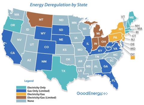Energy Deregulation Map. GOOD ENERGY | PROVIDED