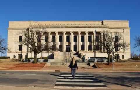 A woman walks into the Oklahoma Judicial Center at 2100 N. Lincoln Blvd. in Oklahoma City. JENNA LOWRANCE | FOR SOUTHWEST LEDGER
