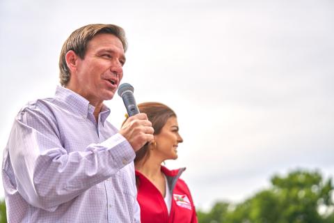 Florida Governor Ron DeSantis and Oklahoma Governor Kevin Stitt visited the Ponca City Rodeo before speaking in Tulsa Saturday. Both events drew huge crowds of supporters. CHRISTOPHER BRYAN | SOUTHWEST LEDGER