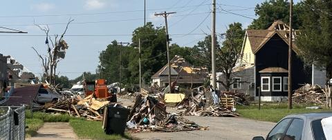 Dirt Road Films has been busy recreating scenes in Chickasha, here on 17th Street, that depict the aftermath of a tornado. CURTIS W. AWBREY | SOUTHWEST LEDGER