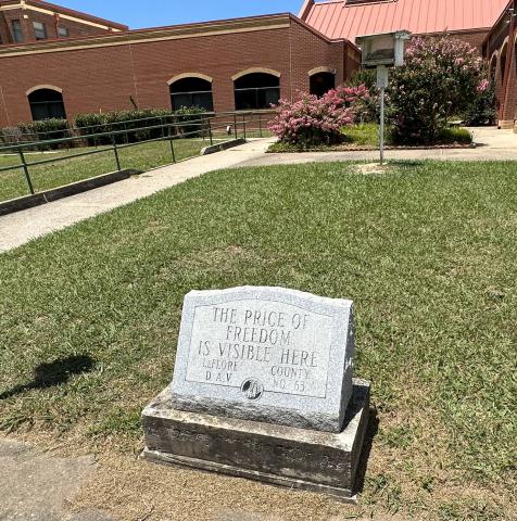 This granite monument in front of the state veterans center at Talihina conveys succinctly the sacrifices that were made by its residents. CURTIS W. AWBREY | SOUTHWEST LEDGER