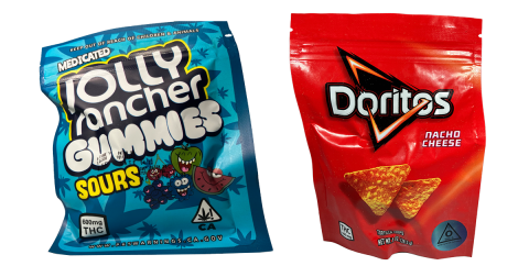 The FTC and FDA are warning sellers of edible cannabis products packaged like these two examples. PHOTO PROVIDED