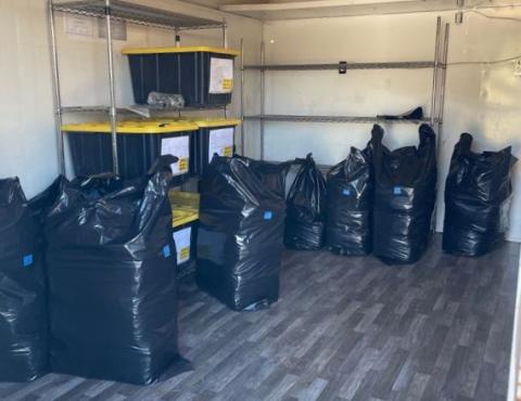 Law enforcement officers seized bags full of processed marijuana ready for distribution. OKLA. BUREAU OF NARCOTICS AND DANGEROUS DRUGS CONTROL