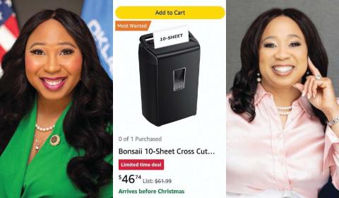 As Rep. Ajay Pittman, left, and Seminole Nation General Council member Anastasia Pittman, right, stand accused of fraud by the Oklahoma Ethics Commission, the mother-daughter political duo has shared an Amazon “surgery recovery gift list” that includes a paper shredder among more than 100 requested items. (NonDoc)