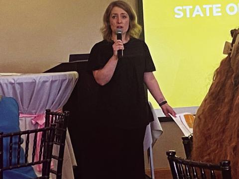 Bailey Crotty, deputy director of the Oklahoma Real Estate Commission, talks about issues facing the real estate industry during the Lawton Fort Sill Chamber of Commerce’s State of Housing Luncheon. The event took place April 22 at the Lawton Country Club. Eric Swanson | Southwest Ledger