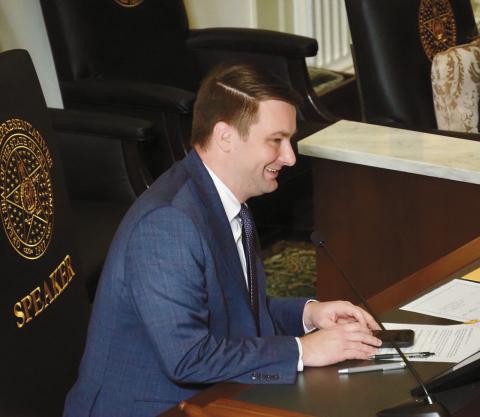 Oklahoma’s Speaker of the House Kyle Hilbert, R-Bristow, speaks during a swearing-in ceremony Nov. 20, 2024, in the House chamber of the Oklahoma State Capitol. Emma Murphy | Oklahoma Voice