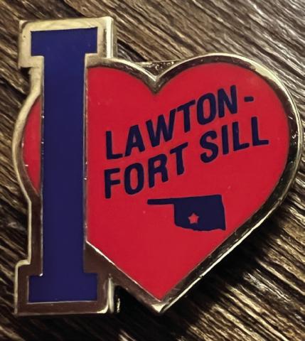 An ordinance designating the “I Love Lawton - Fort Sill” symbol as the official emblem of the City of Lawton, “to demonstrate and promote pride in the Lawton - Fort Sill community,” was adopted by the City Council on Oct. 22. Mayor Stan Booker said he has personally bought “8,000 or more” of the lapel pins, such as those in this photo, to give to friends and visitors alike. Mike W. Ray | Southwest Ledger