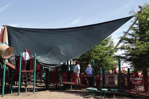 Sail shades were installed