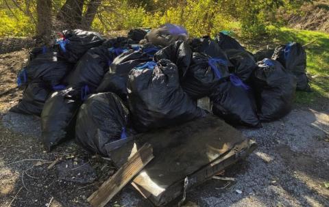 A group of volunteers who cleaned a section of Numu Creek on the south side of Cache Road on Nov. 23 collected 750 pounds of trash. Cam Huynh | City of Lawton