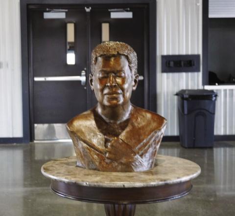 The A bust of the late Barbara Curry is shown at the Lawton Farmers Market. The Women That Vote Arts Corporation unveiled the sculpture during a ceremony July 18 at the Farmers Market. Eric Swanson | Southwest Ledger
