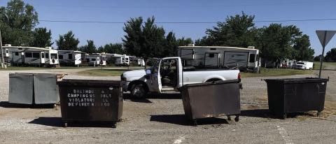 The $3 million in improvements planned for Lawton’s lakes include replacing these worn-out trash dumpsters at Lake Lawtonka’s School House Slough. City of Lawton
