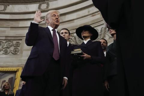 AP photo | Morry Gash, Pool Donald Trump is sworn in as the 47th president of the United States by Chief Justice John Roberts as Melania Trump holds the Bible.