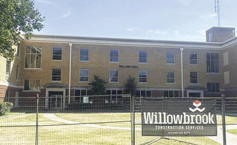 Closed since 2002, USAO’s Willard Hall is being renovated by Willowbrook Construction to help house the university’s growing student population. Built in 1920 and listed on the National Register of Historic Places, the dormitory is scheduled to reopen in 2027 to house 166 students. Curtis W. Awbrey | Southwest Ledger