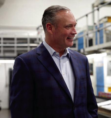 One of the nine candidates in the Republican primary election for Oklahoma’s next governor, Charles McCall visits the pressroom at The Lawton Constitution. Ashley Payne | Southwest Ledger