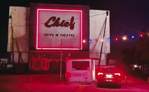Secrett Taylor | Southwest Ledger A carload of moviegoers stops to pay admission at Chief Drive-in Theater in Ninnekah on Aug. 23. The Chief is the oldest and only one of seven drive-in theaters still operating in Oklahoma, according to its co-owner Barbara Egbert.
